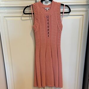Ronny Kobo Dusty Rose Knit Lace-Up Midi Dress